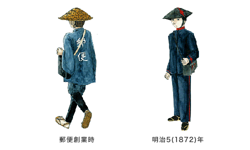 郵便創業時と明治5（1872）年の制服